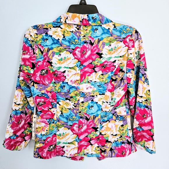 5/$30 NWT SpaceGirlz Bright Floral Stretchy Cropped Business Casual Blazer Sz M - Picture 9 of 9